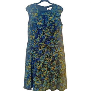 Sabrina Collective Key Hole Blue Floral Dress Size 14W Soft Stretchy